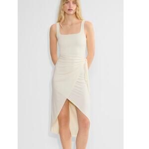 Aritzia Wilfred Off White Cream Wrap Tie Midi tank Date Night Dress size M